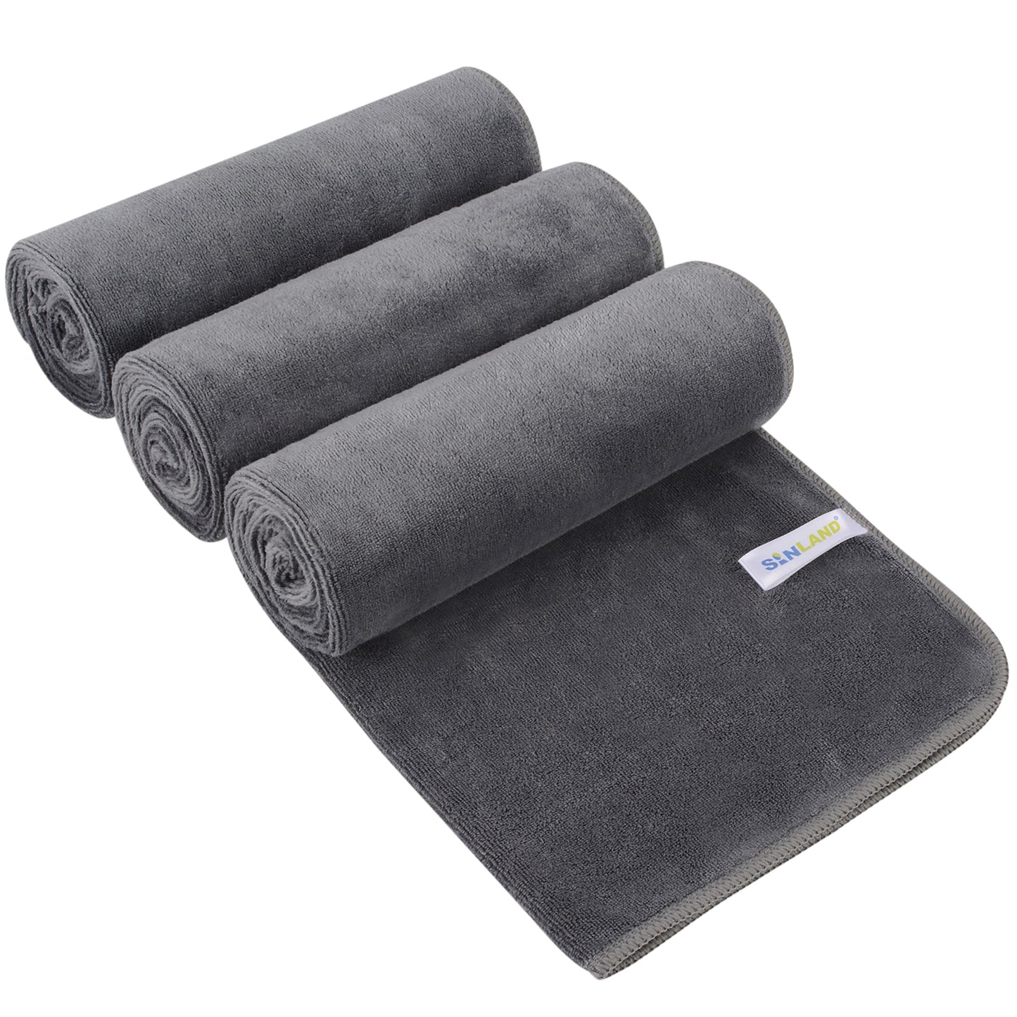 SINLAND Microfiber Gym Towels Sports Fitness Workout Sweat Towel Super Soft and Absorbent 3 Pack 16 Inch X 32 Inch