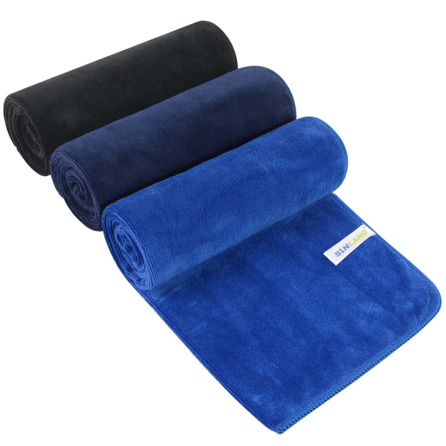 SINLAND Microfiber Gym Towels Sports Fitness Workout Sweat Towel Super Soft and Absorbent 3 Pack 16 Inch X 32 Inch