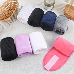 SINLAND Spa Headband for Women Ultra Soft Adjustable Makeup Hair Band with Magic Tape, Stretch Head Wrap for Bath, Shower, Facial Mask, Yoga