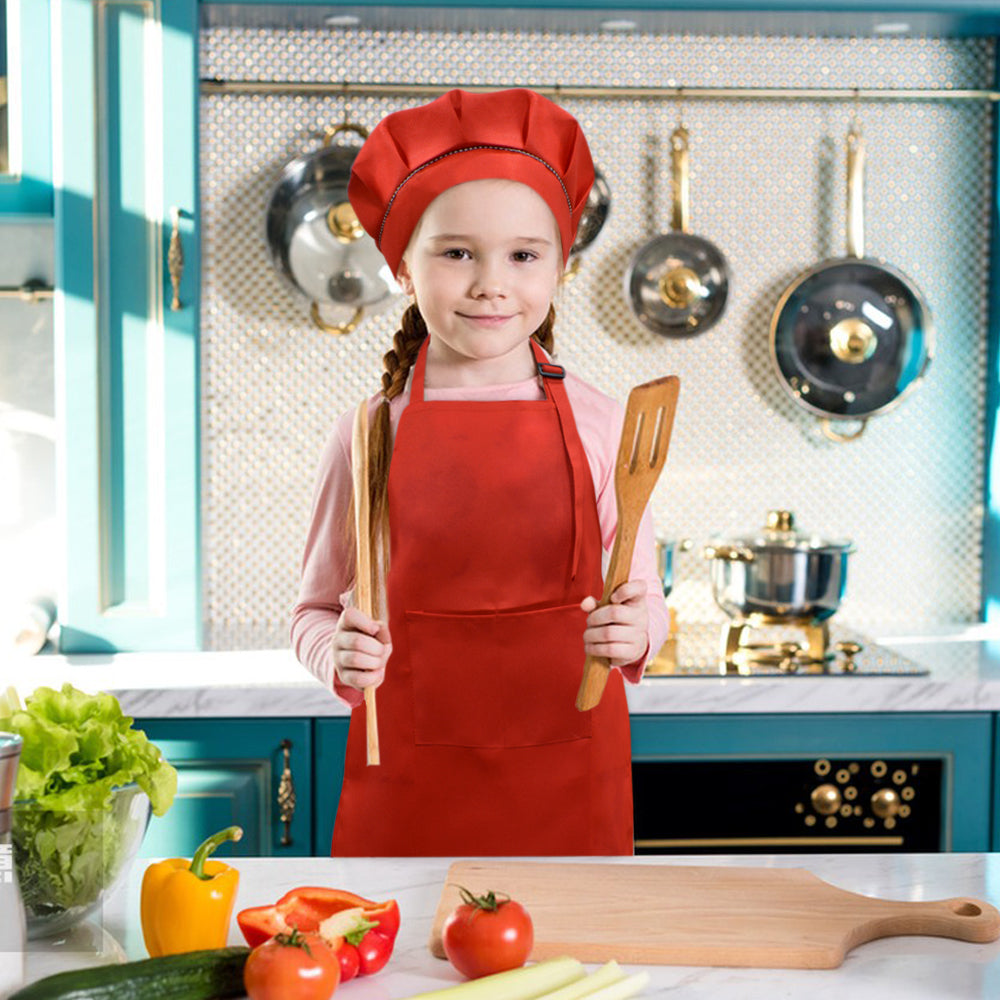 Kids Apron and Hat Set Children Chef Apron for Cooking Baking Painting