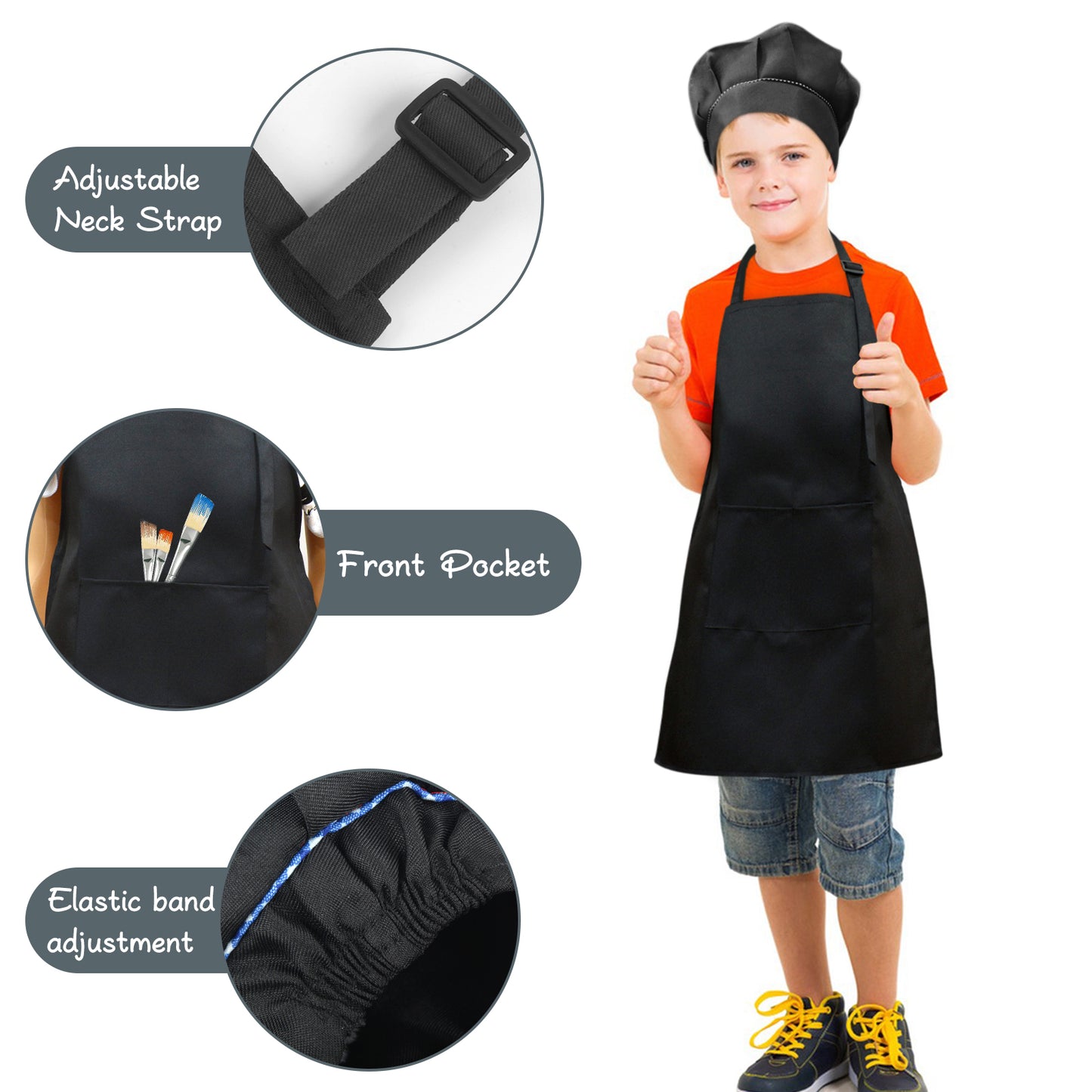 Kids Apron and Hat Set Children Chef Apron for Cooking Baking Painting