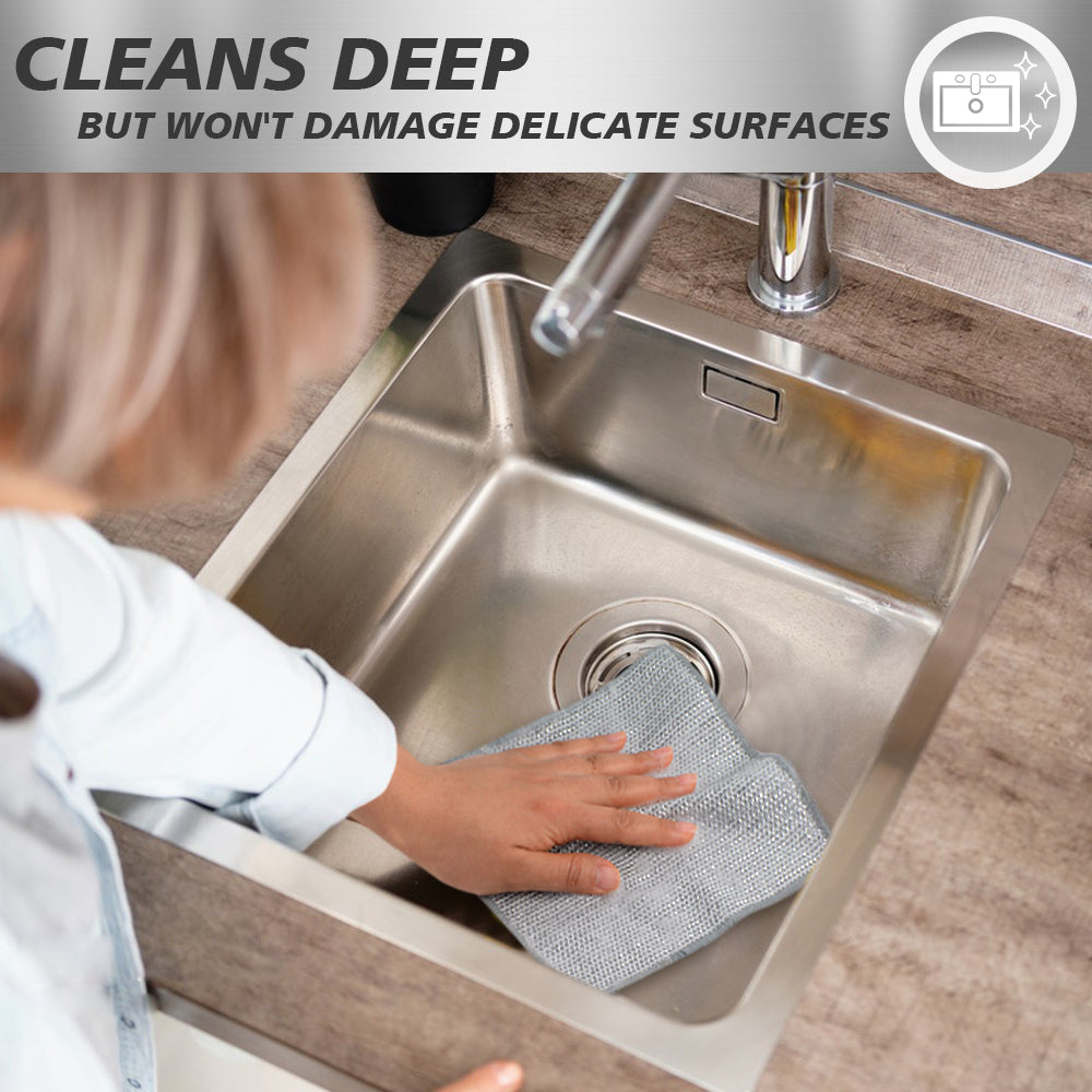 SINLAND Multipurpose Wire Dishwashing Rags Non-Scratch Cleaning Cloths Double-Sided Mesh Metal Wire Cleaning Cloth for Dishes Sinks Counters Stove Tops Easy Rinsing 7.87x7.87Inch