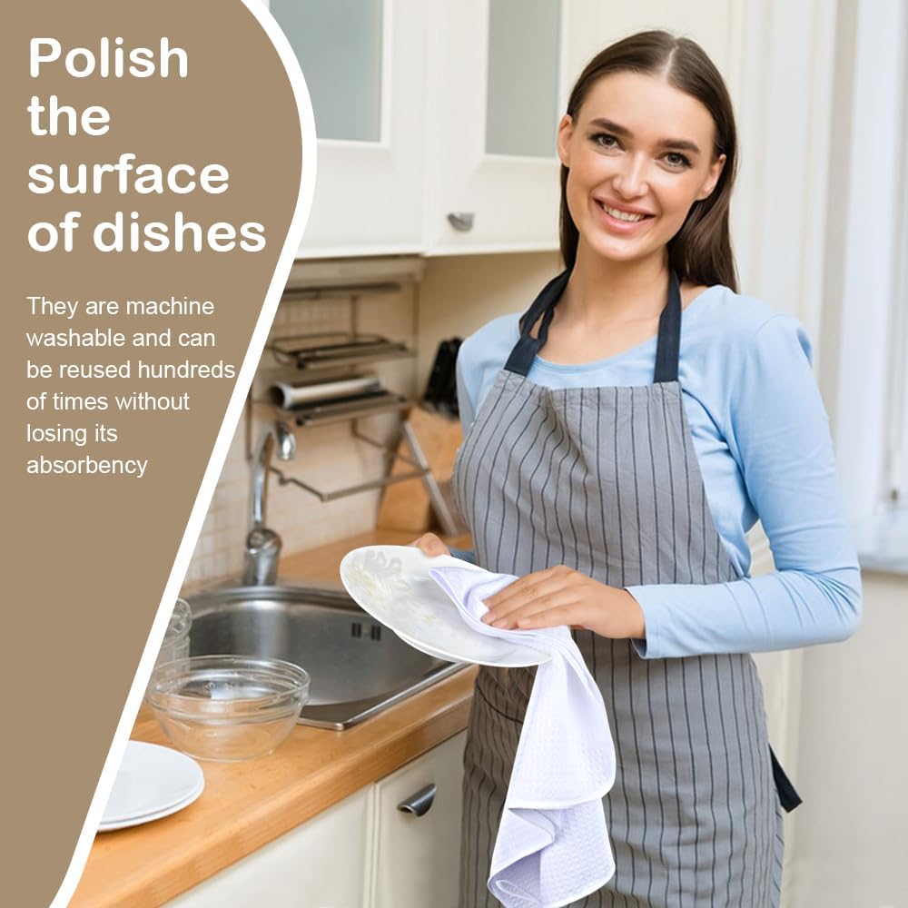 SINLAND Microfiber Kitchen Towel Premium Sublimation Blank Towels Fast Drying Tea Towel Polyester Dish Towels for Drying Dishes 16 Inch X 24 Inch 10 Pack White