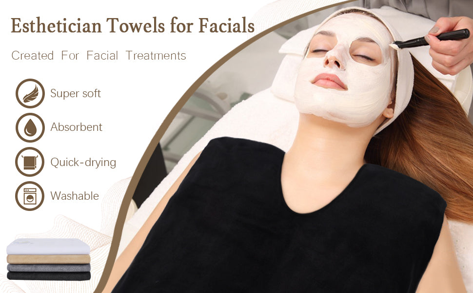 SINLAND Microfiber Esthetician Towels for Facials Mask Removing Face Wrap Soft Facial Cloth with Split Design Spa Towels for Facial Steam Massage and Cleansing