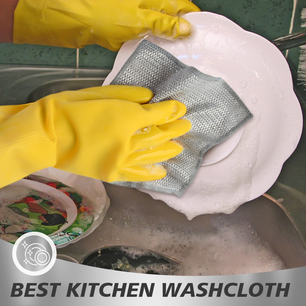 SINLAND Multipurpose Wire Dishwashing Rags Non-Scratch Cleaning Cloths Double-Sided Mesh Metal Wire Cleaning Cloth for Dishes Sinks Counters Stove Tops Easy Rinsing 7.87x7.87Inch
