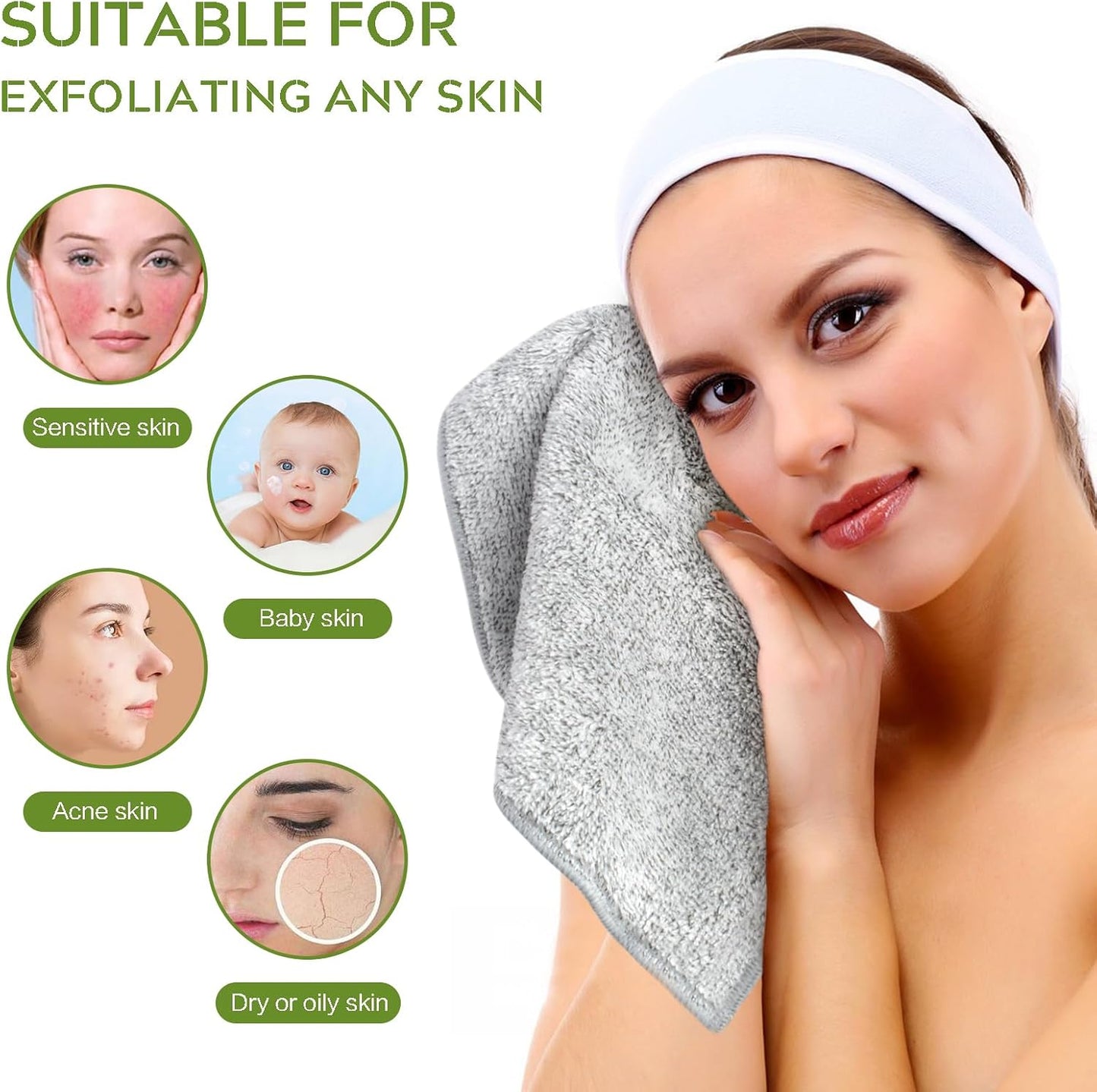 SINLAND Microfiber Face Towels Ultra Soft Facial Washcloths Face Cloth for Bath 12Inch x 12Inch 6 Pack