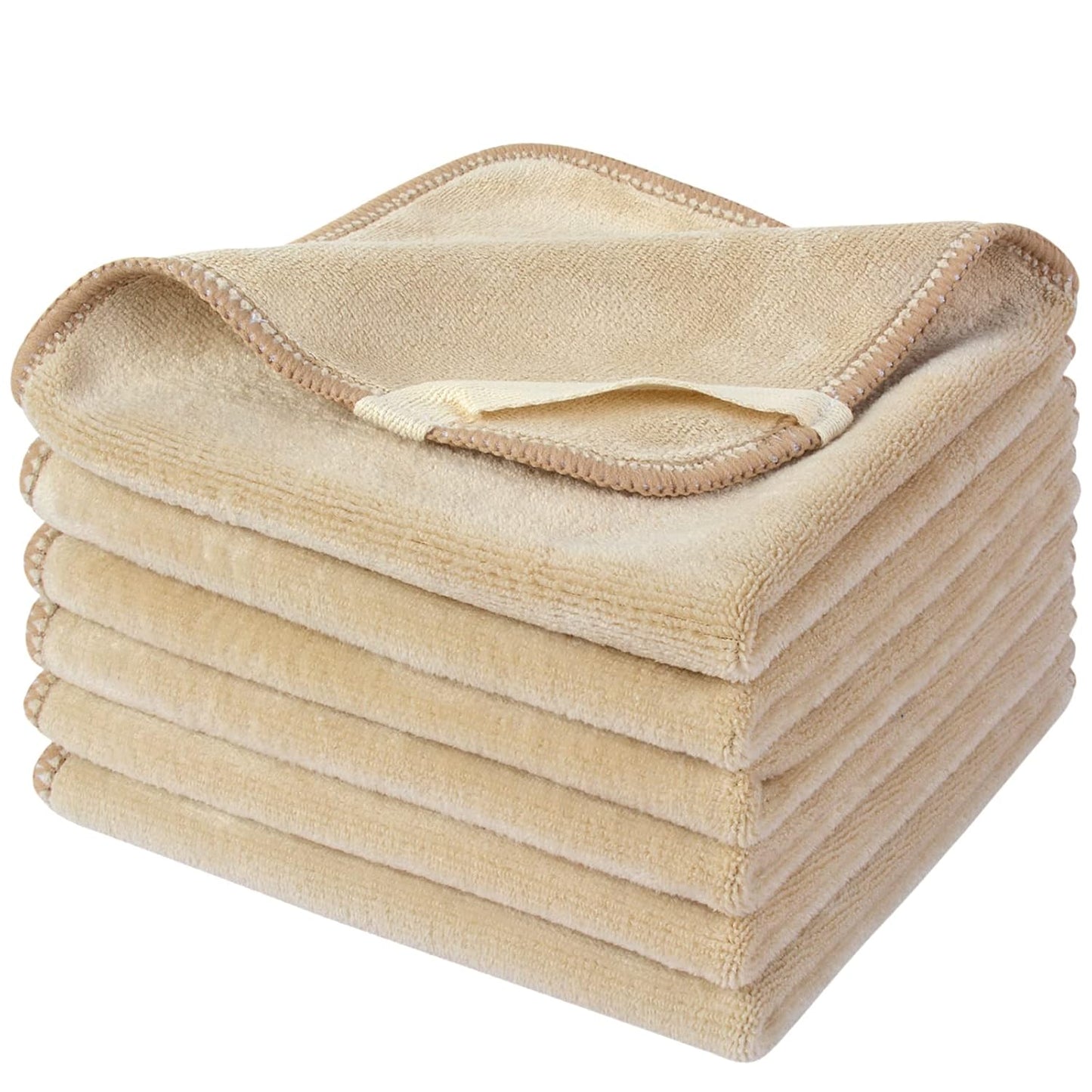 SINLAND Microfiber Facial Cloths Soft Washcloth 12inch x 12inch Grey 6 pack
