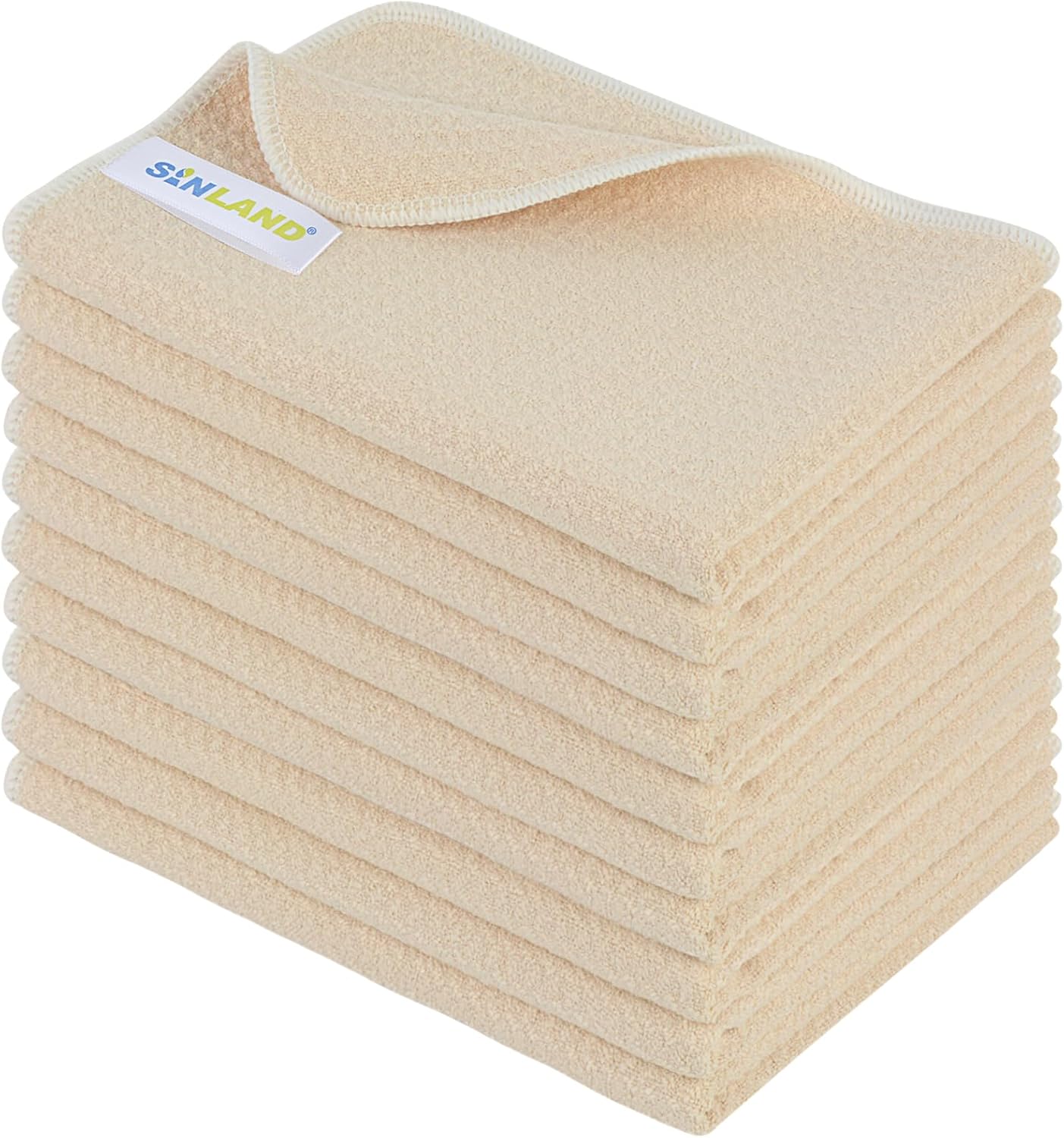 SINLAND Microfiber Kitchen Towel Premium Sublimation Blank Towels Fast Drying Tea Towel Polyester Dish Towels for Drying Dishes 16 Inch X 24 Inch 10 Pack White