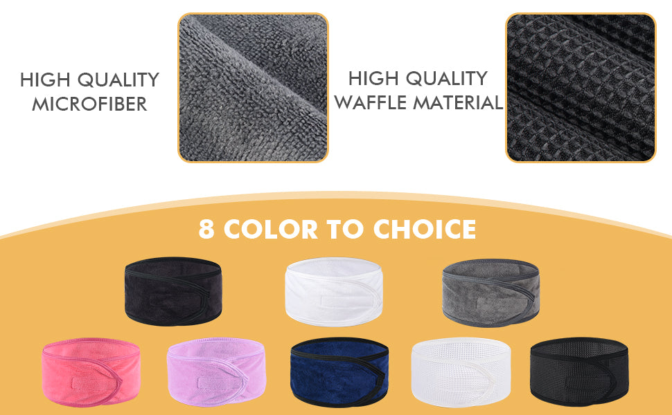 SINLAND Spa Headband for Women Ultra Soft Adjustable Makeup Hair Band with Magic Tape, Stretch Head Wrap for Bath, Shower, Facial Mask, Yoga