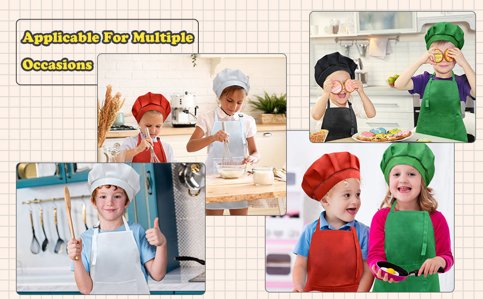Kids Apron and Hat Set Children Chef Apron for Cooking Baking Painting