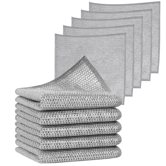 SINLAND Multipurpose Wire Dishwashing Rags Non-Scratch Cleaning Cloths Double-Sided Mesh Metal Wire Cleaning Cloth for Dishes Sinks Counters Stove Tops Easy Rinsing 7.87x7.87Inch