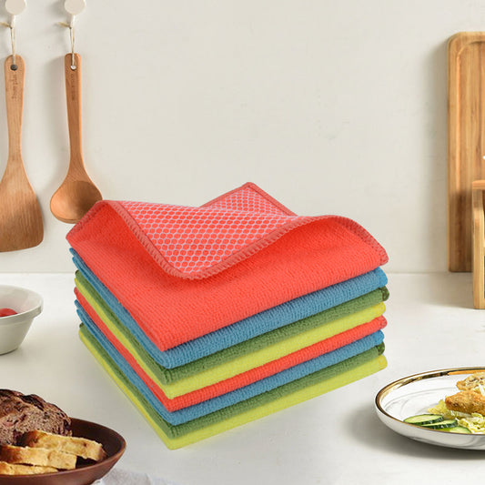 SINLAND Microfiber Dish Cloth for Washing Dishes Dish Rags Best Kitchen Washcloth Cleaning Cloths with Poly Scour Side 12inchx12inch