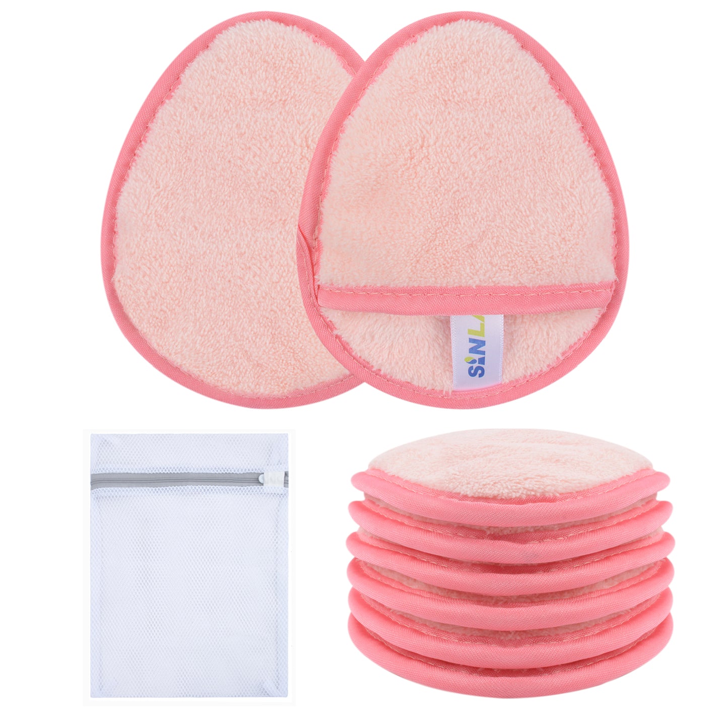 SINLAND Reusable Makeup Remover Pads For Face,Eye,Lips Microfiber Gentle Facial Cleansing Cloths for All Skin Types Friendly for Makeup Remover With Laundry Bag 5.1inchx3.93inch