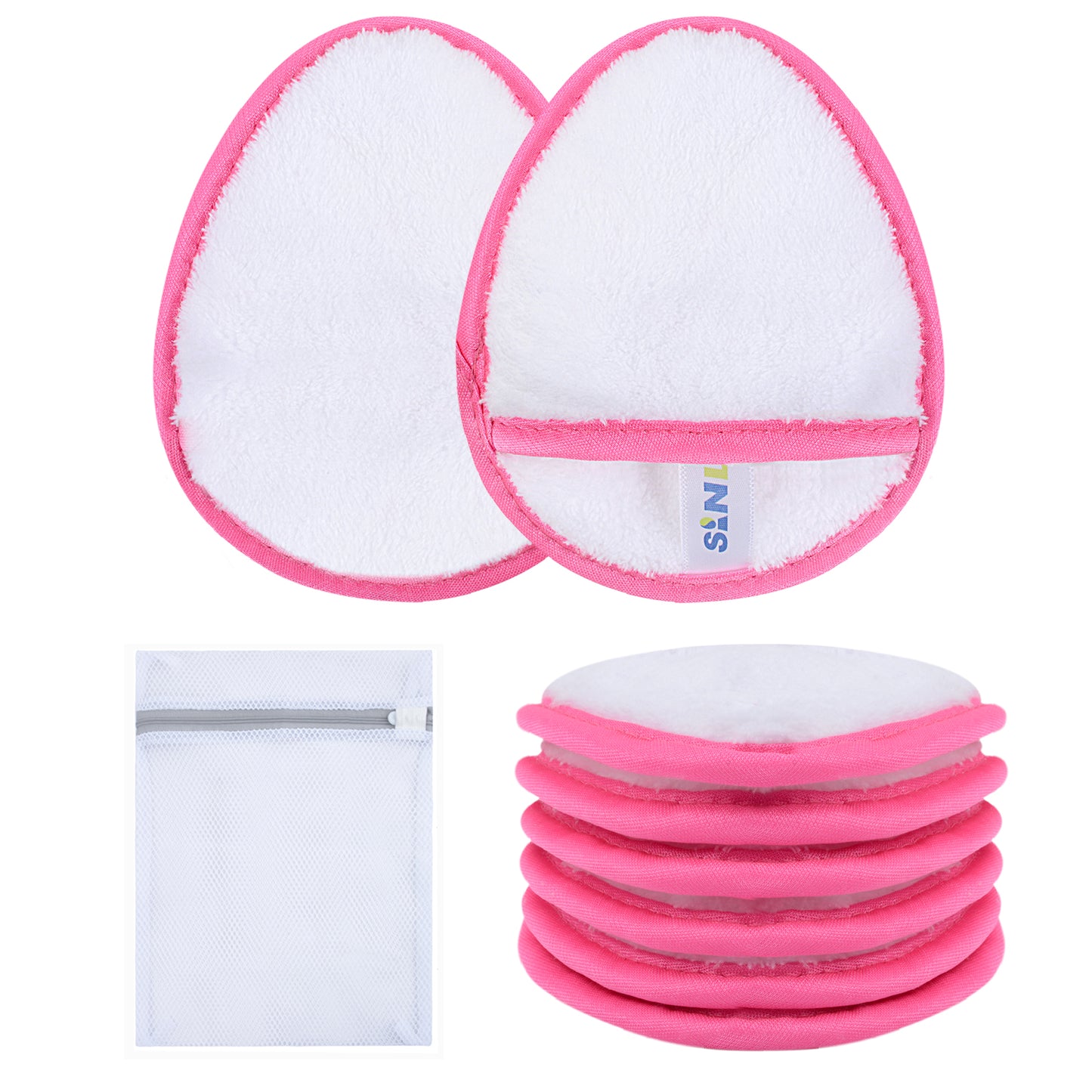 SINLAND Reusable Makeup Remover Pads For Face,Eye,Lips Microfiber Gentle Facial Cleansing Cloths for All Skin Types Friendly for Makeup Remover With Laundry Bag 5.1inchx3.93inch