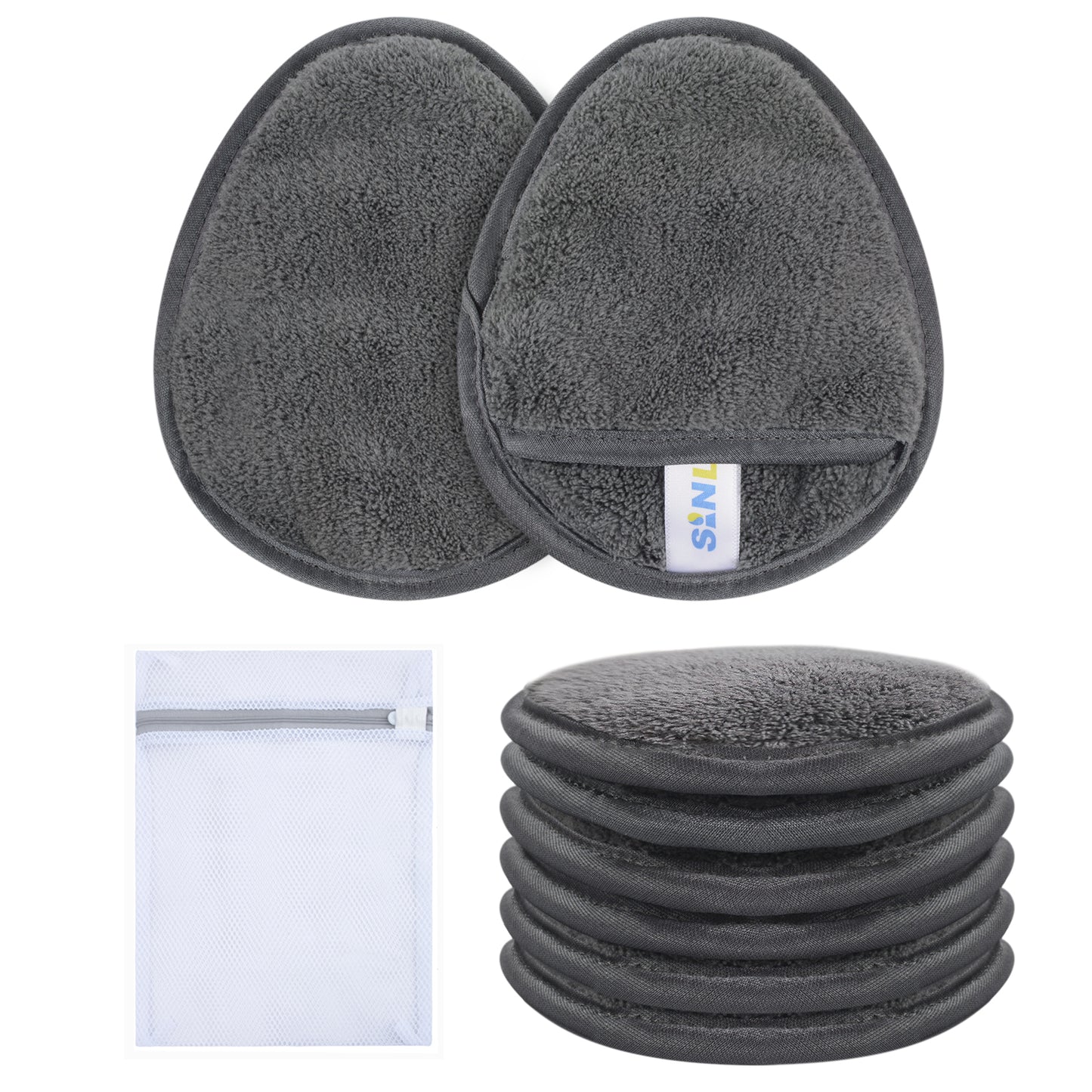 SINLAND Reusable Makeup Remover Pads For Face,Eye,Lips Microfiber Gentle Facial Cleansing Cloths for All Skin Types Friendly for Makeup Remover With Laundry Bag 5.1inchx3.93inch