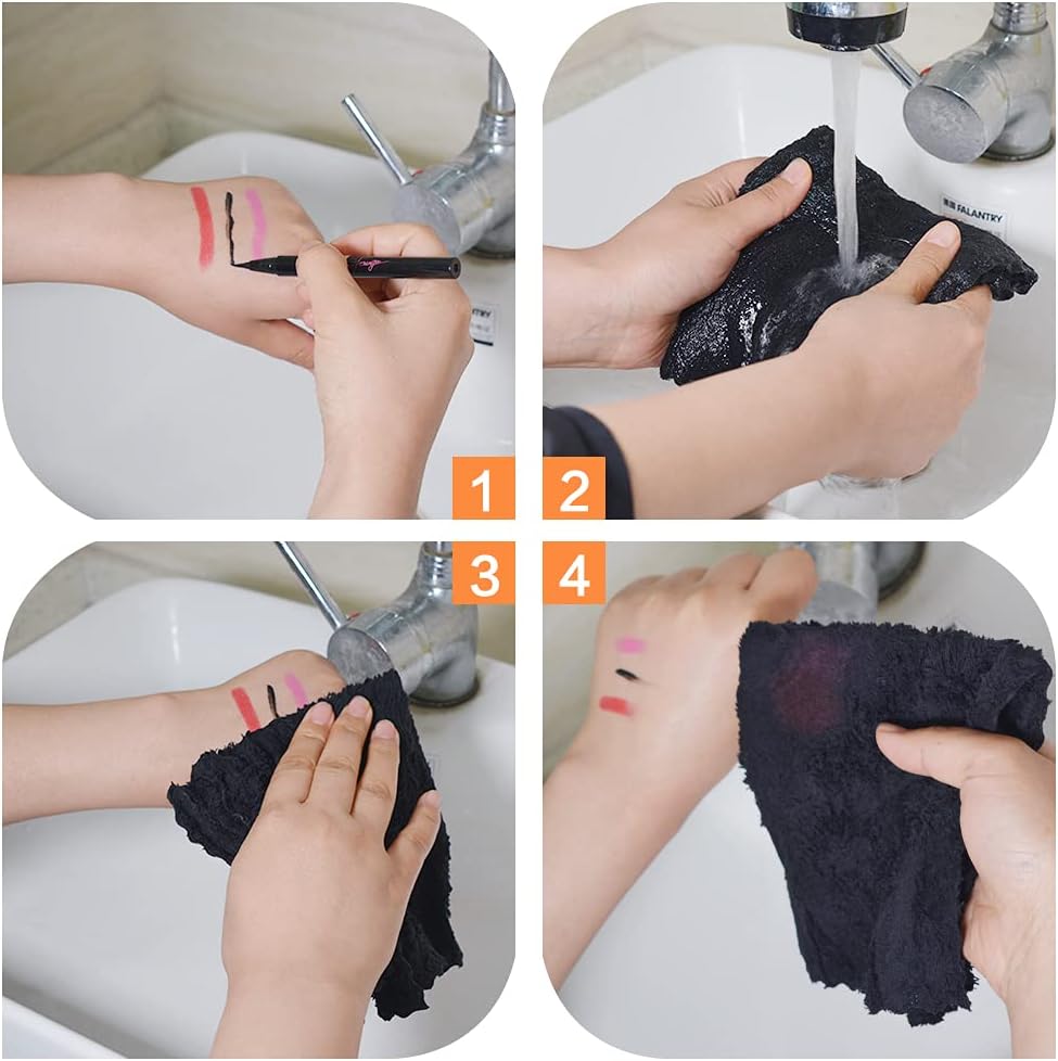 SINLAND Microfiber Face Cloth Reusable Makeup Remover Facial Cleansing Towel Ultra Soft Face Washcloth 12inchx12inch 6 Pack Black