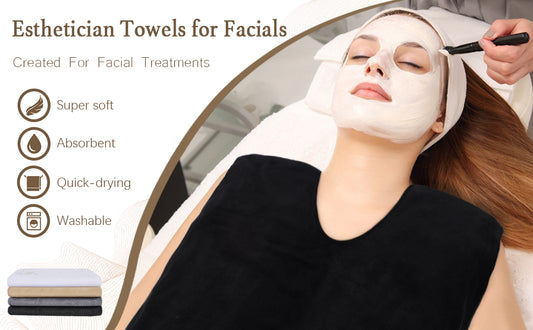 SINLAND Microfiber Esthetician Towels for Facials Mask Removing Face Wrap Soft Facial Cloth with Split Design Spa Towels for Facial Steam Massage and Cleansing