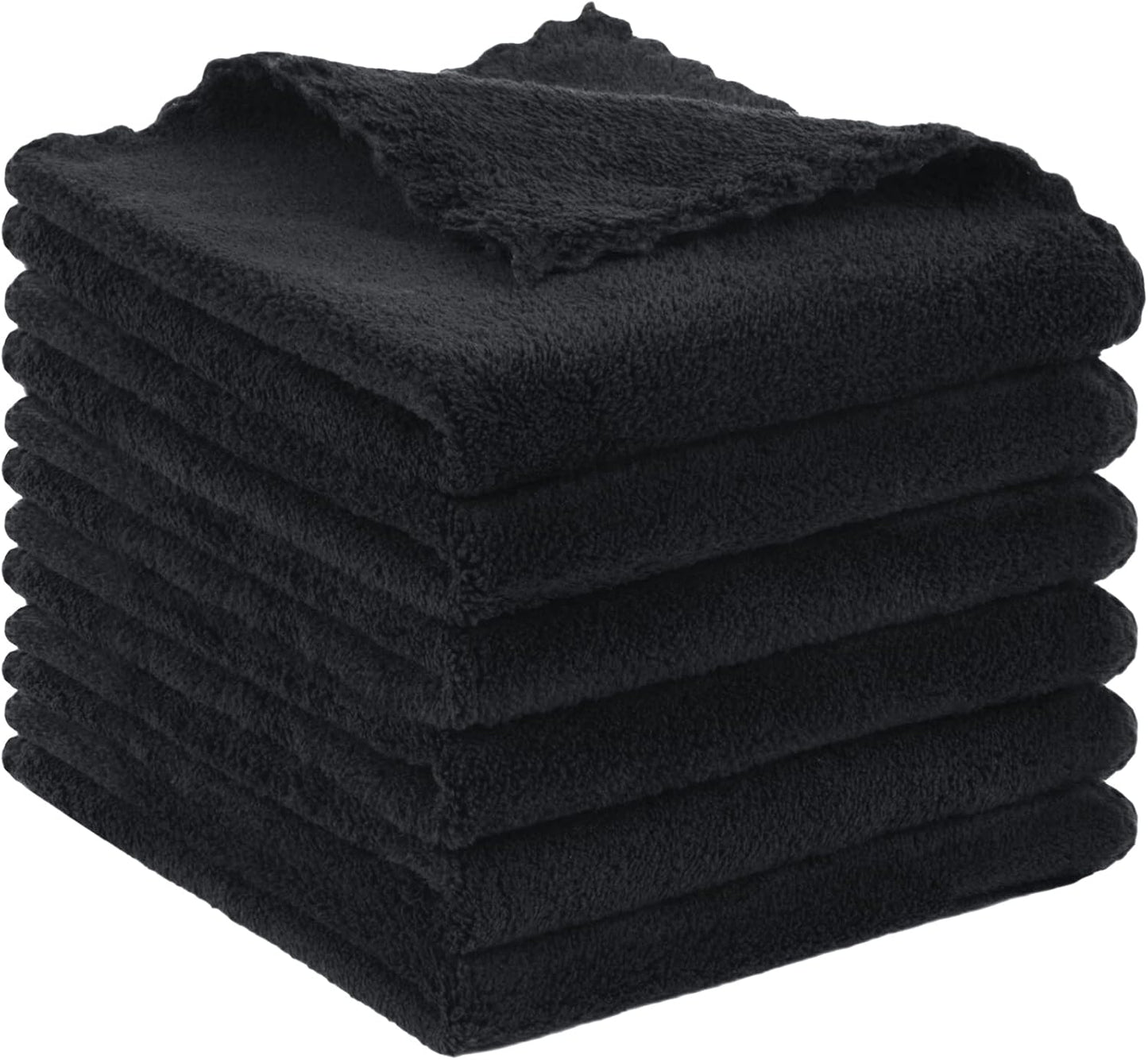 SINLAND Microfiber Face Cloth Reusable Makeup Remover Facial Cleansing Towel Ultra Soft Face Washcloth 12inchx12inch 6 Pack Black