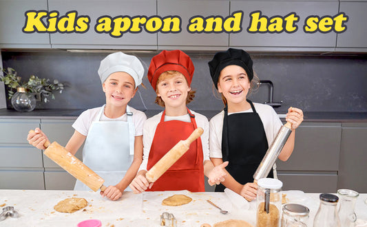 Kids Apron and Hat Set Children Chef Apron for Cooking Baking Painting
